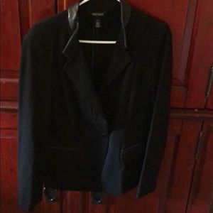 Black blazer with leather look collar